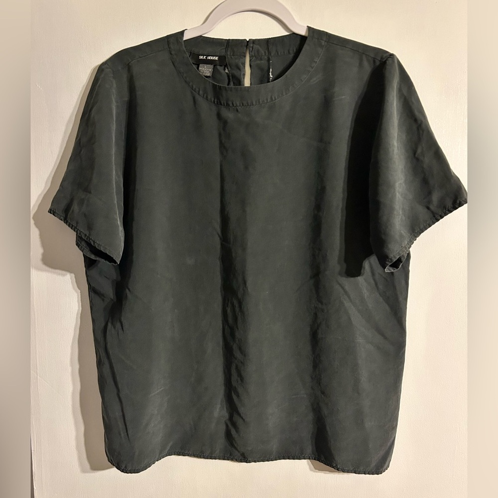 100% Silk Black Silk House Blouse